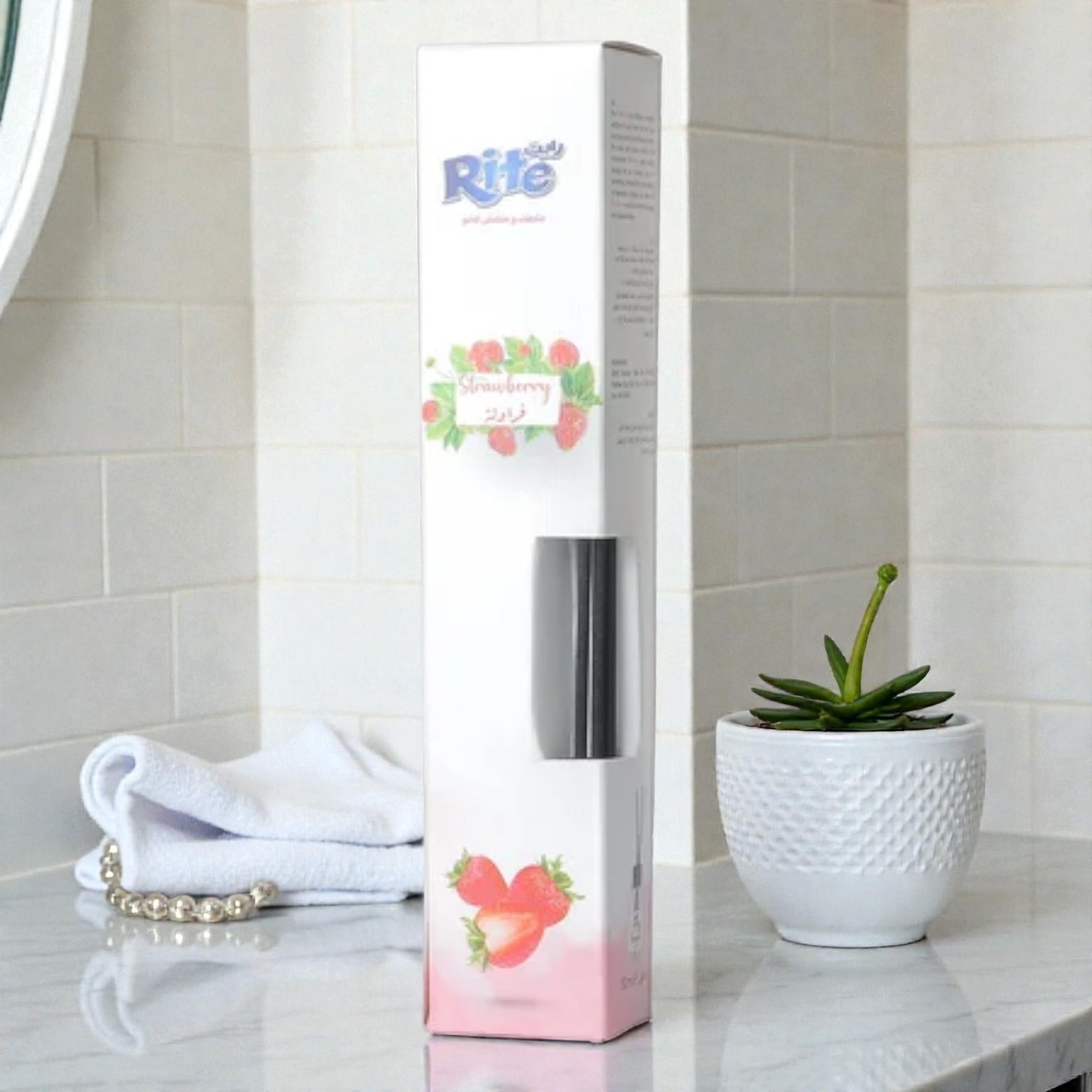 Rite Strawberry Reed Diffuser – Fresh & Fruity Home Fragrance with Decorative Glass Bottle – 100ml Room Freshener - Damoo