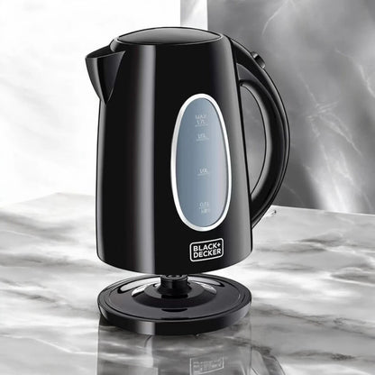 Black+Decker 1.7L Electric Kettle JC69-B5 – 2200W Cordless Stainless Steel Kettle with Concealed Heating Coil, Auto Shut-Off, Boil-Dry Protection & 360° Swivel Base – Black - Damoo