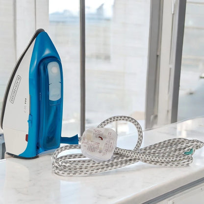 Black+Decker 1085W Dual Voltage Travel Steam Iron – Lightweight, Foldable Handle, Nonstick Teflon Soleplate, Compact Design for International Use (Blue) - TI250-B5 - Damoo