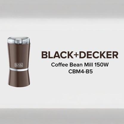 Black+Decker 150W Electric Coffee Grinder with Stainless Steel Cup & Blade – 60g Capacity, Safety Lock Lid, Compact Design for Beans, Spices & Herbs – CBM4-B5 –Brown - Damoo
