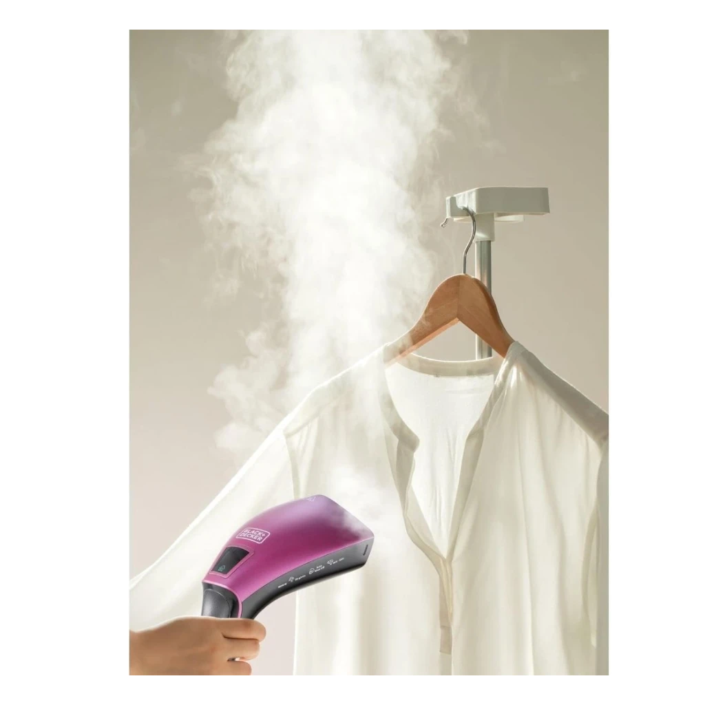 BLACK+DECKER 1600W Digital Handheld Garment Steamer  | 180° Swivel Hinge  | Variable Temperature Control  | Cool-Touch Handle  | Removable Drip Tray  | Multicolor – HSTD1600-B5 - Damoo