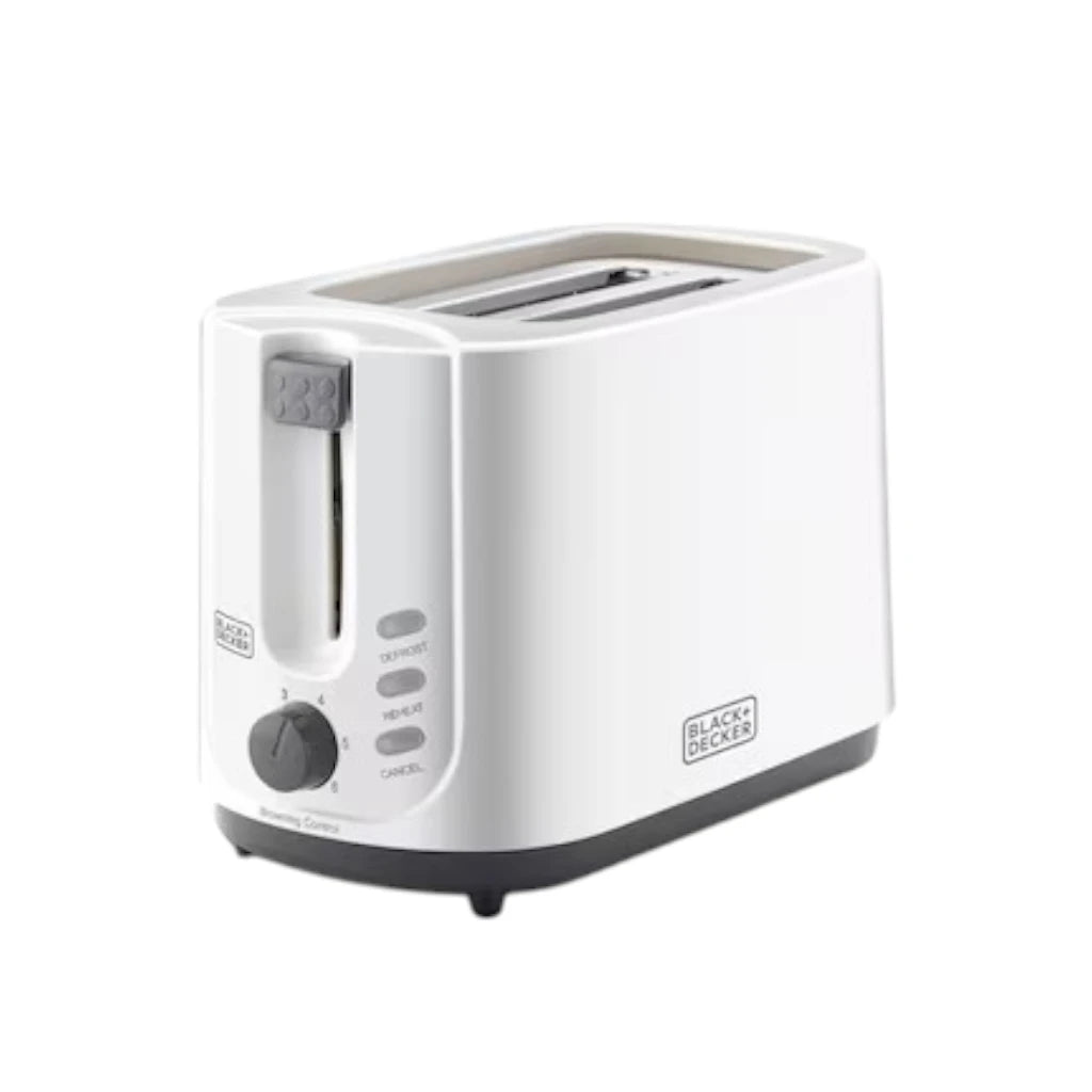 BLACK+DECKER 2-Slice Toaster – 750W, Cool Touch, 6 Browning Levels, Defrost/Reheat/Cancel Functions, Crumb Tray, Compact Design – White | ET125-B5 - Damoo