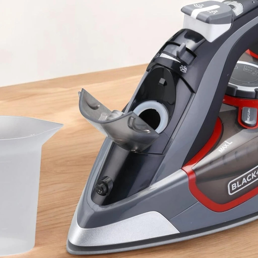 Black+Decker 2200W Steam Iron with Ceramic Soleplate, 380ml Tank, Anti-Drip & Auto Shutoff – X2050-B5 (Grey) - Damoo