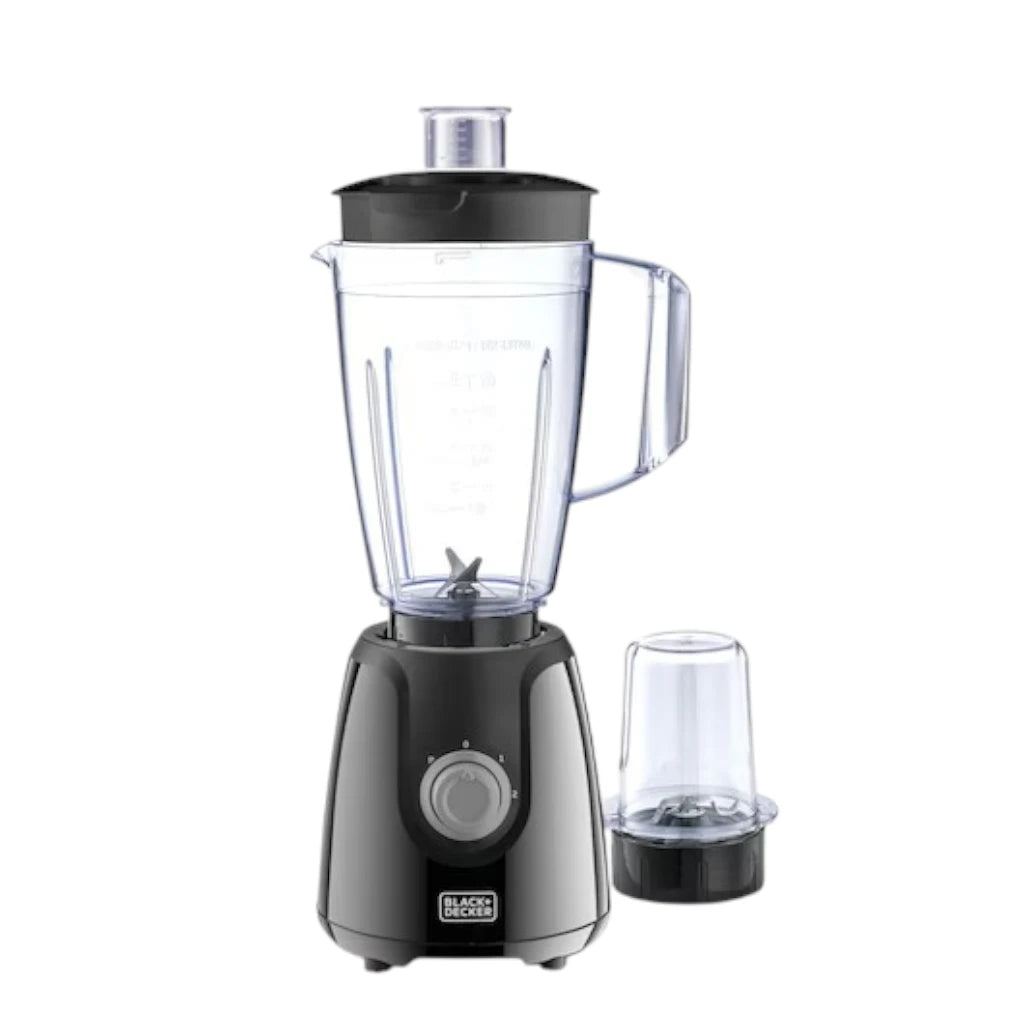 Black+Decker Blender with Grinder Mill and Extra 1.5L Blender Jar – 400W – 2 Speed + Pulse, Stainless Steel Blades, Thermostat Safety, Portable Design –  BX430J-B5 –Black - Damoo