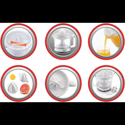 Black+Decker Citrus Juicer – 25W Electric Orange & Lemon Juicer with 600ML Capacity, Two-Way Spin, Adjustable Pulp Control, Dust Cover, Anti-Slip Base, Cord Wrap – CJ675-B5 – White - Damoo