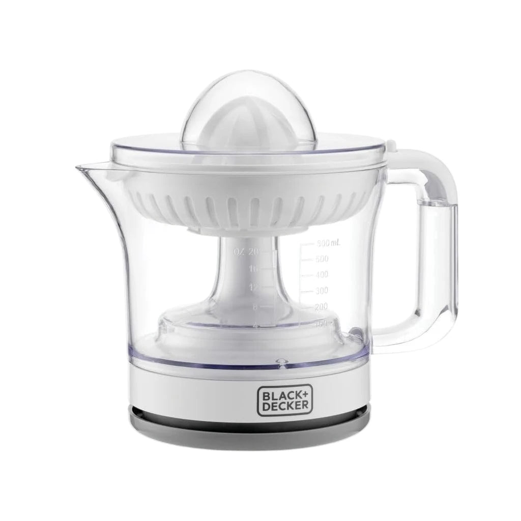 Black+Decker Citrus Juicer – 25W Electric Orange & Lemon Juicer with 600ML Capacity, Two-Way Spin, Adjustable Pulp Control, Dust Cover, Anti-Slip Base, Cord Wrap – CJ675-B5 – White - Damoo