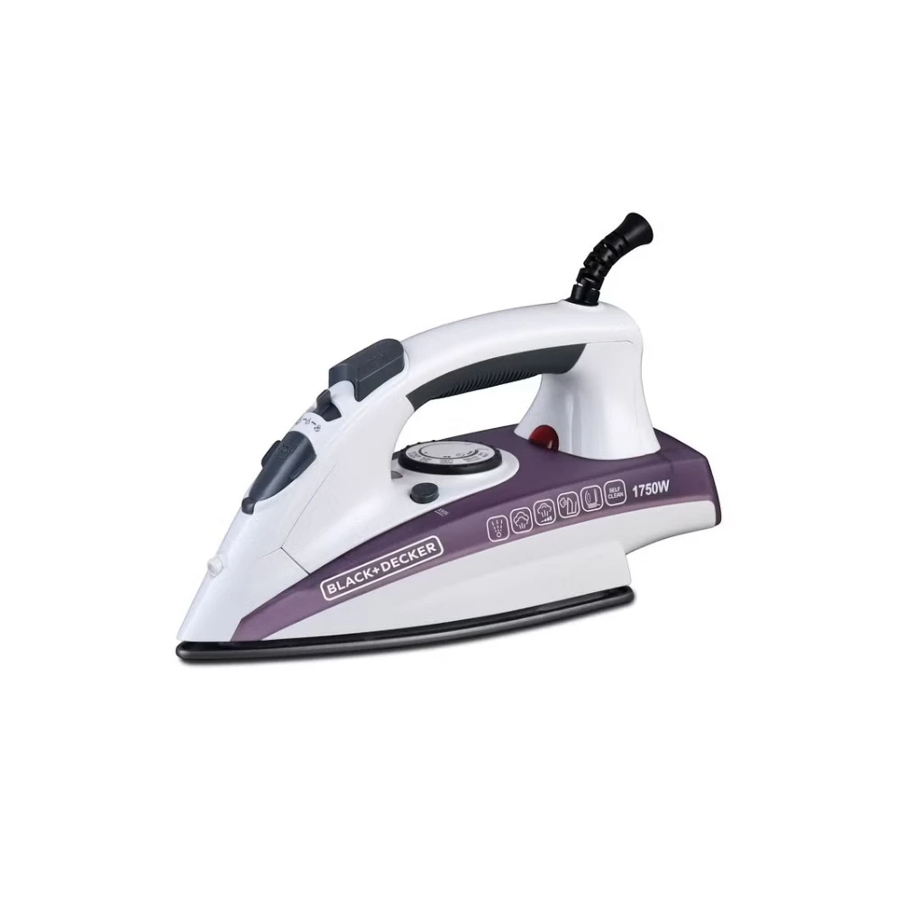 Black+Decker Steam Iron X1750-B5  – 1750W Ceramic Soleplate  | Anti-Drip, Self-Cleaning, Auto Shutoff  | Powerful Steam Iron for Fast Wrinkle Removal  (White/Purple) - Damoo