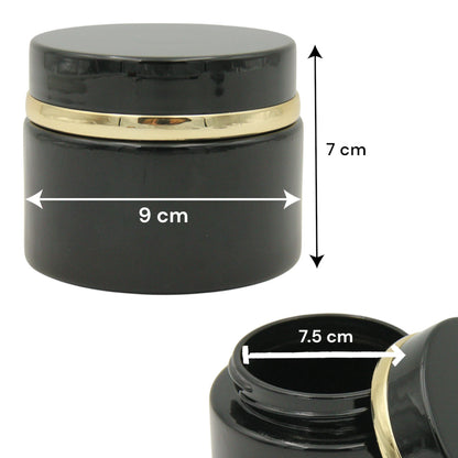 Black & Gold Empty Glass Bakhoor Jar 200ML – Elegant Storage for Oud, Bakhoor & More - Damoo