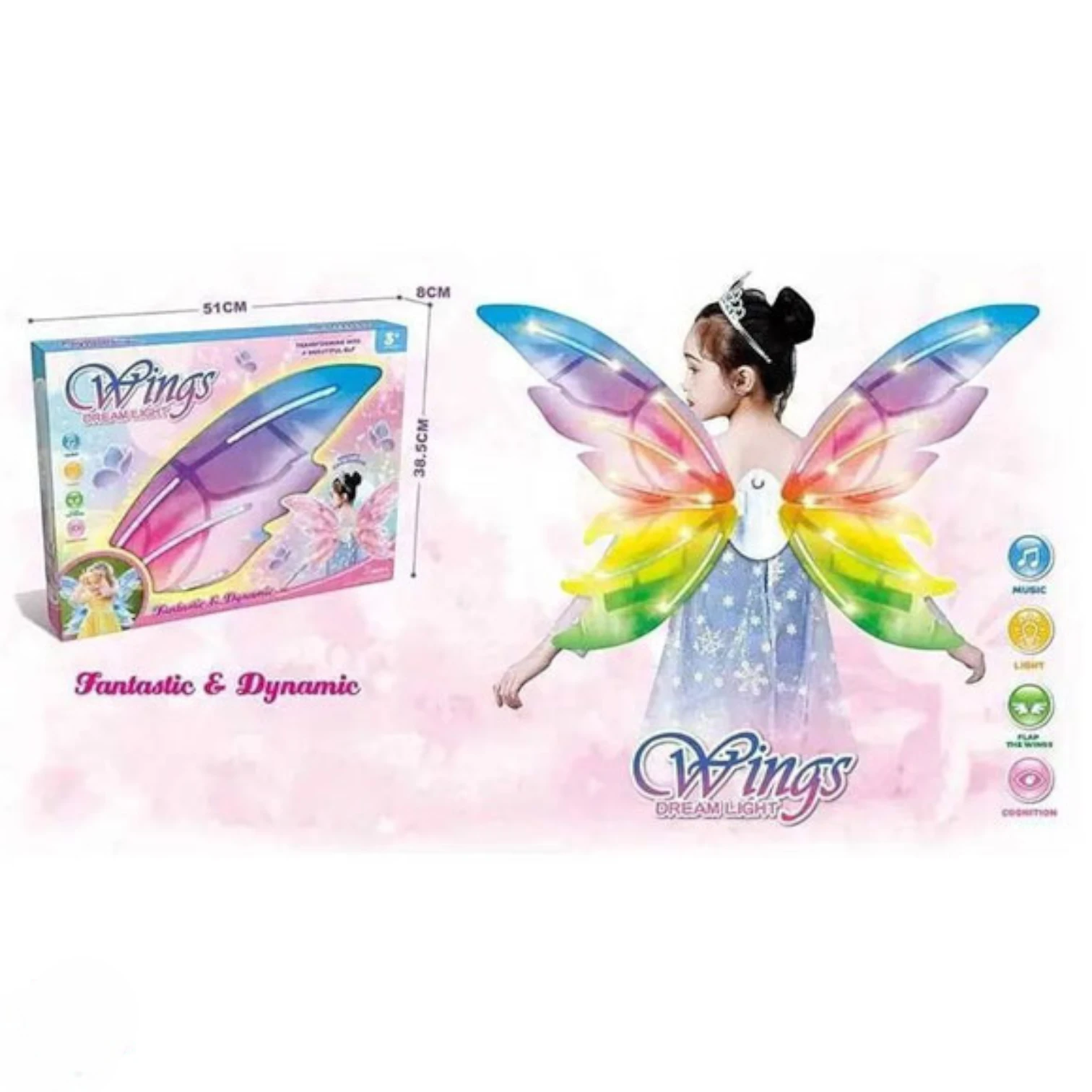 Butterfly Wings with Lights & Melodies – Glowing Fairy Costume Wings for Kids | Magical Dress-Up Toy with Music & Adjustable Straps,