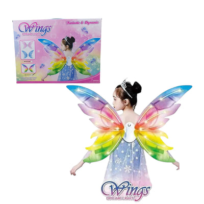 Butterfly Wings with Lights & Melodies – Glowing Fairy Costume Wings for Kids | Magical Dress-Up Toy with Music & Adjustable Straps, - Damoo