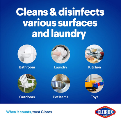 Clorox Platinum Bleach 950ML, Multi-Benefit Thick Formula, Kills 99.9% of Germs, Splash-Less Easy Pour Household Cleaner - Damoo