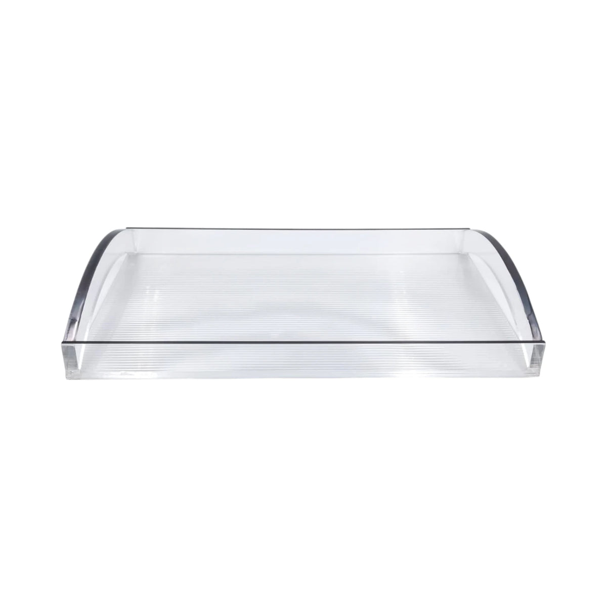 Modern Acrylic Serving Tray with Gold & Silver Arc Handles – Clear Ribbed Organizer Tray (6H x 40L x 27W CM) - Damoo