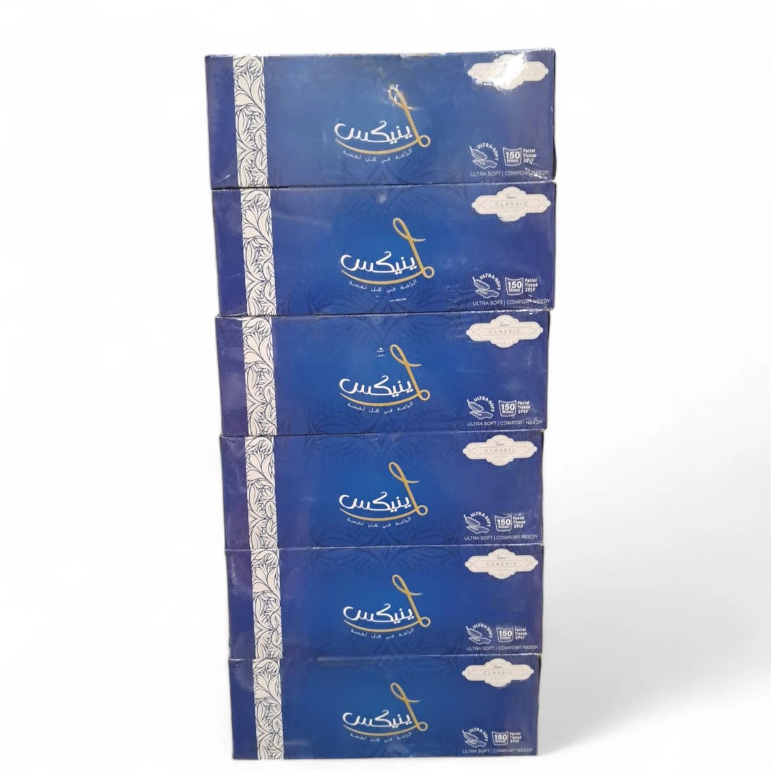Linex Facial Tissue – 150 Sheets, 2-Ply Ultra Soft – 5+1 Value Pack (900 Total Sheets) | Gentle & Strong | For Home, Office & Car - Damoo