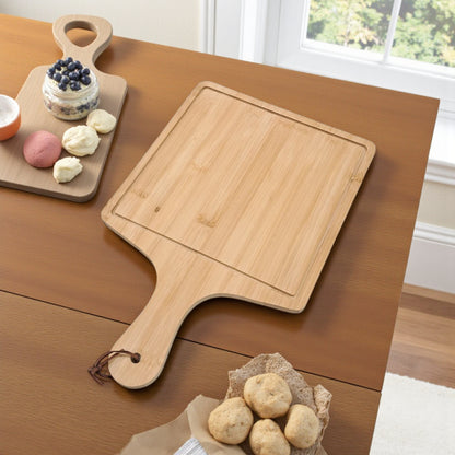 Premium Bamboo Cutting Board with Handle – Natural Wooden Chopping Board for Kitchen, Cheese, Fruits & Bread, Durable & Eco-Friendly Design - Damoo