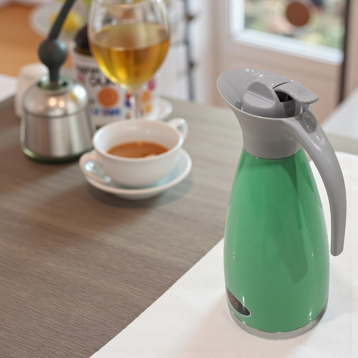 HTH Stainless Steel Vacuum Flask 2.0L (Model ECU-1) – Double Wall Insulated Thermos for Hot & Cold Beverages | Premium Press-Pour Design - Damoo