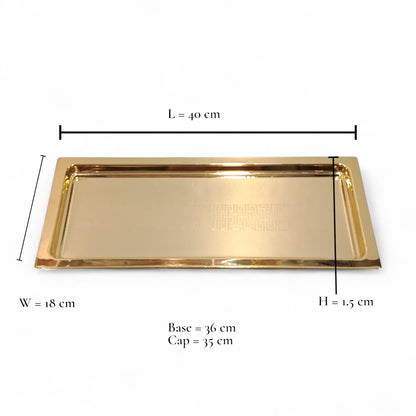 Luxury Gold Stainless Steel Serving Tray – Sleek Handle less Rectangular Metal Tray for Modern Home, Café, or Event Décor - Damoo