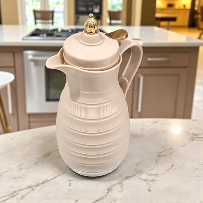 GERMAX Original Luxury Vacuum Flask 1L – Arabic Coffee & Tea Thermos | Elegant Gold Lid & Handle | 12H Hot / 24H Cold | Premium Glass Liner | Made in China - Damoo