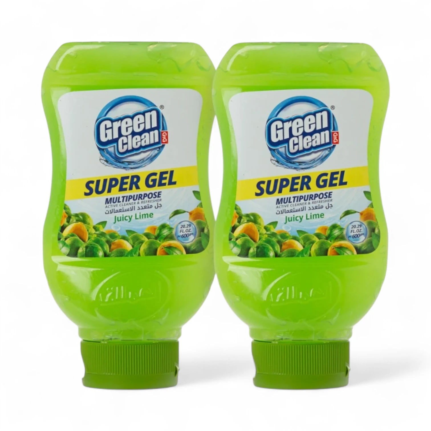 Green Clean Super Gel Multi-Purpose Cleaner – Powerful Stain & Grease Remover – Juicy Lime & Green Pine Oil Scents – Easy Squeeze Bottles – 600g (Pack of 2)