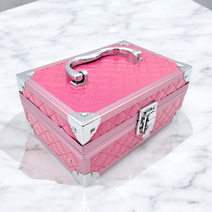 Premium Aluminum Jewelry Storage Box with Mirror & Removable Velvet Organizer – Compact Makeup & Accessories Case (H14cm x W13cm x L18cm) - Damoo