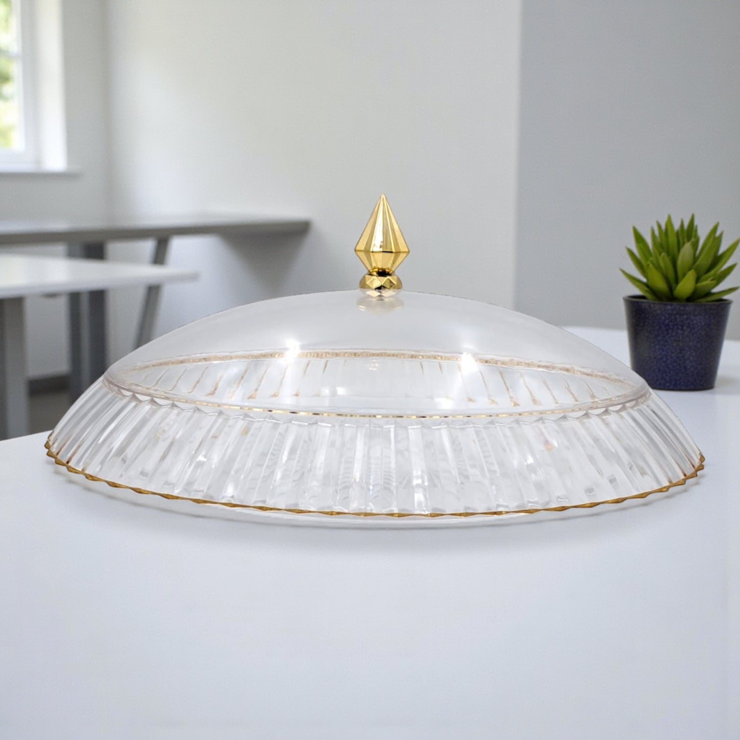 طبق تقديم أكريليك أنيق من "الفرسان" بغطاء - صينية مستطيلة بنقشات ٤٥ × ٣٥ سم | أدوات مائدة مقاومة للكسر وآمنة للطعام لتقديم أنيق