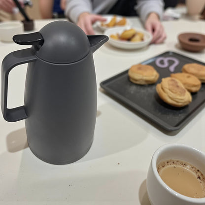 Crystal House Beige  Thermos Flask – Rainbow Milk & Biscuit Design | Double Wall Insulated Tea Flask for Hot & Cold Beverages - Damoo