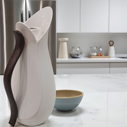 MAHRA 1L Premium Insulated Thermos with Wood-Style Handle | Double Wall Flask for Hot & Cold Beverages | Modern Design for Home, Office & Travel - Damoo