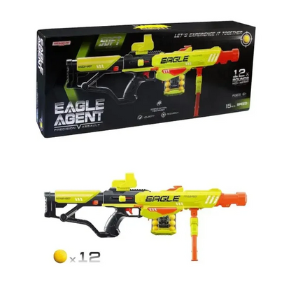 Eagle Agent Precision Assault Blaster – 12 Soft Ball Rounds, Mechanical Spring-Action Toy Rifle with Scope & Bipod, Kids Nerf Rival Style Gun - 6+ Years
