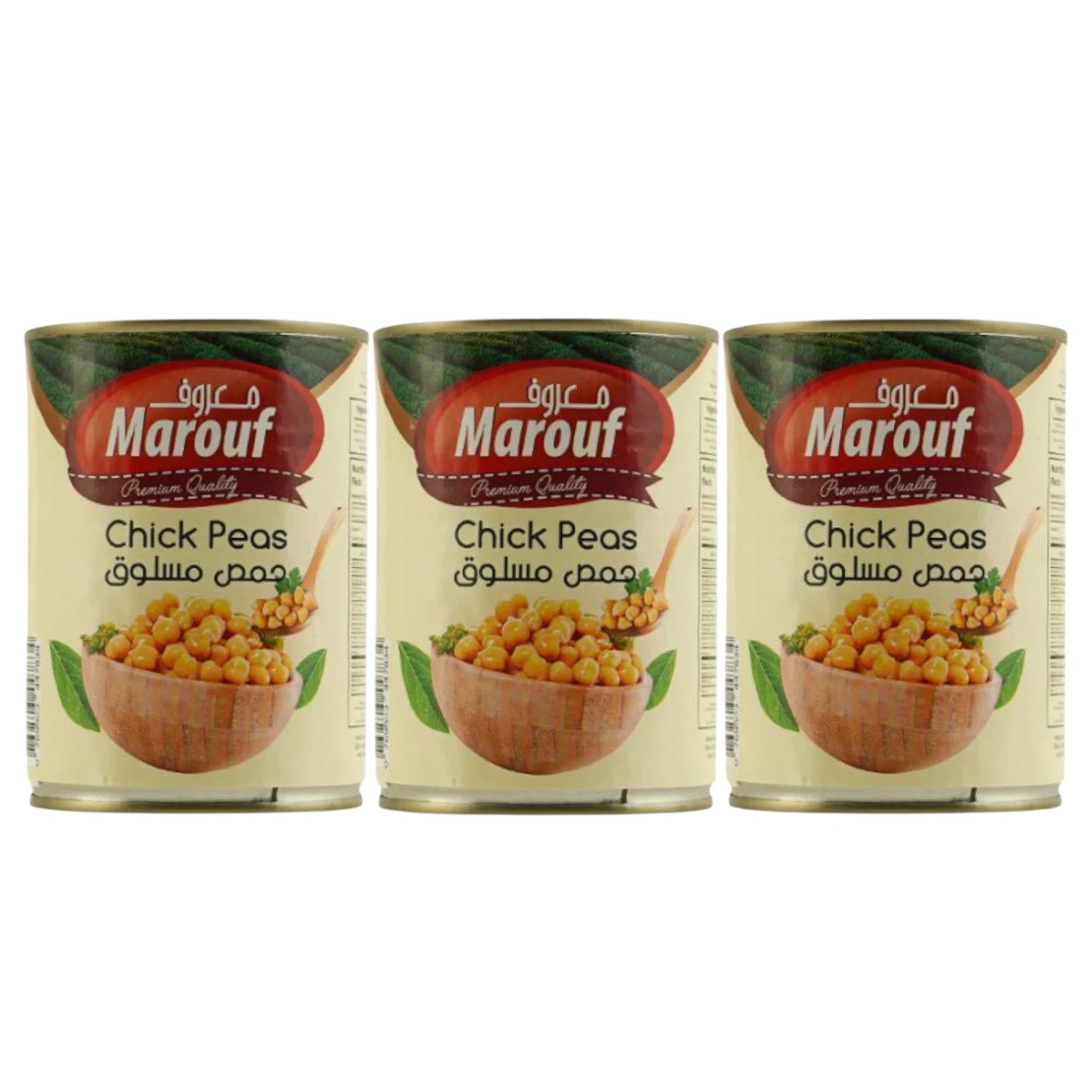 Marouf Chickpeas 3 x 400g Cans | Premium Quality Boiled Chick Peas | Rich in Protein & Fiber | Ready-to-Eat | Ideal for Hummus, Salads, Curries, Soups & Healthy Meal Prep | No Additives | Vegetarian & Vegan Friendly - Damoo