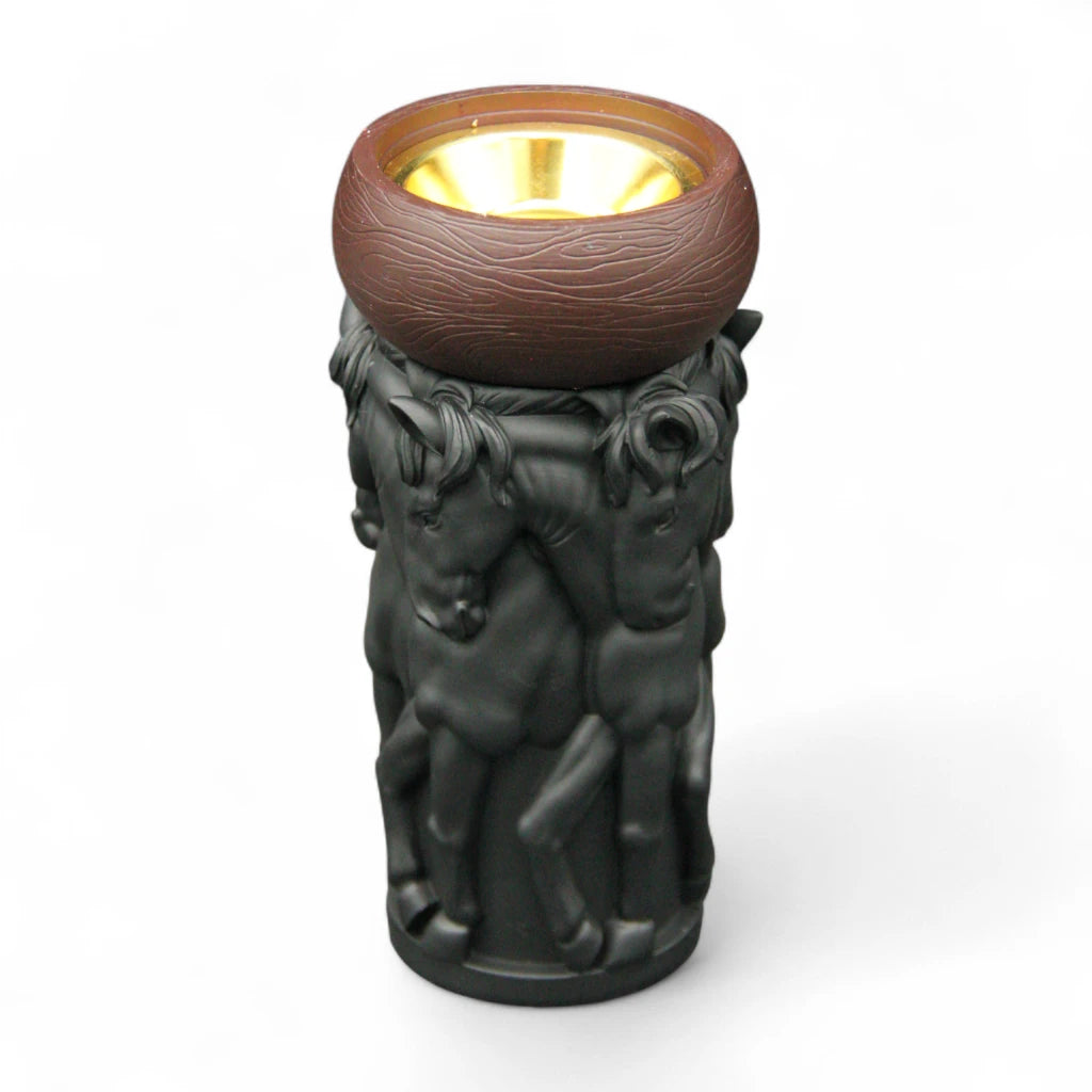 Cherry Luxury Censers - Elegant Incense Burner for Oud & Bakhoor - Classic Horse Design - Home Fragrance Accessories (Brown, Black, Gold) - Damoo