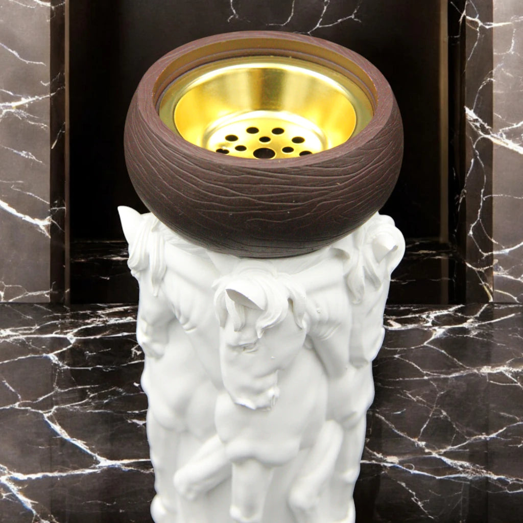 Cherry Luxury Censers - Elegant Oud & Bakhoor Incense Burner - Horse Classic Design - Home Fragrance Accessories (Brown, White, Gold) - Damoo