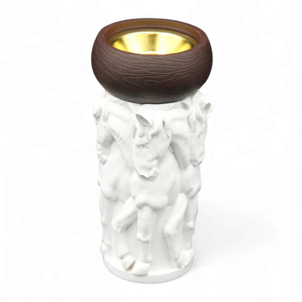 Cherry Luxury Censers - Elegant Oud & Bakhoor Incense Burner - Horse Classic Design - Home Fragrance Accessories (Brown, White, Gold) - Damoo