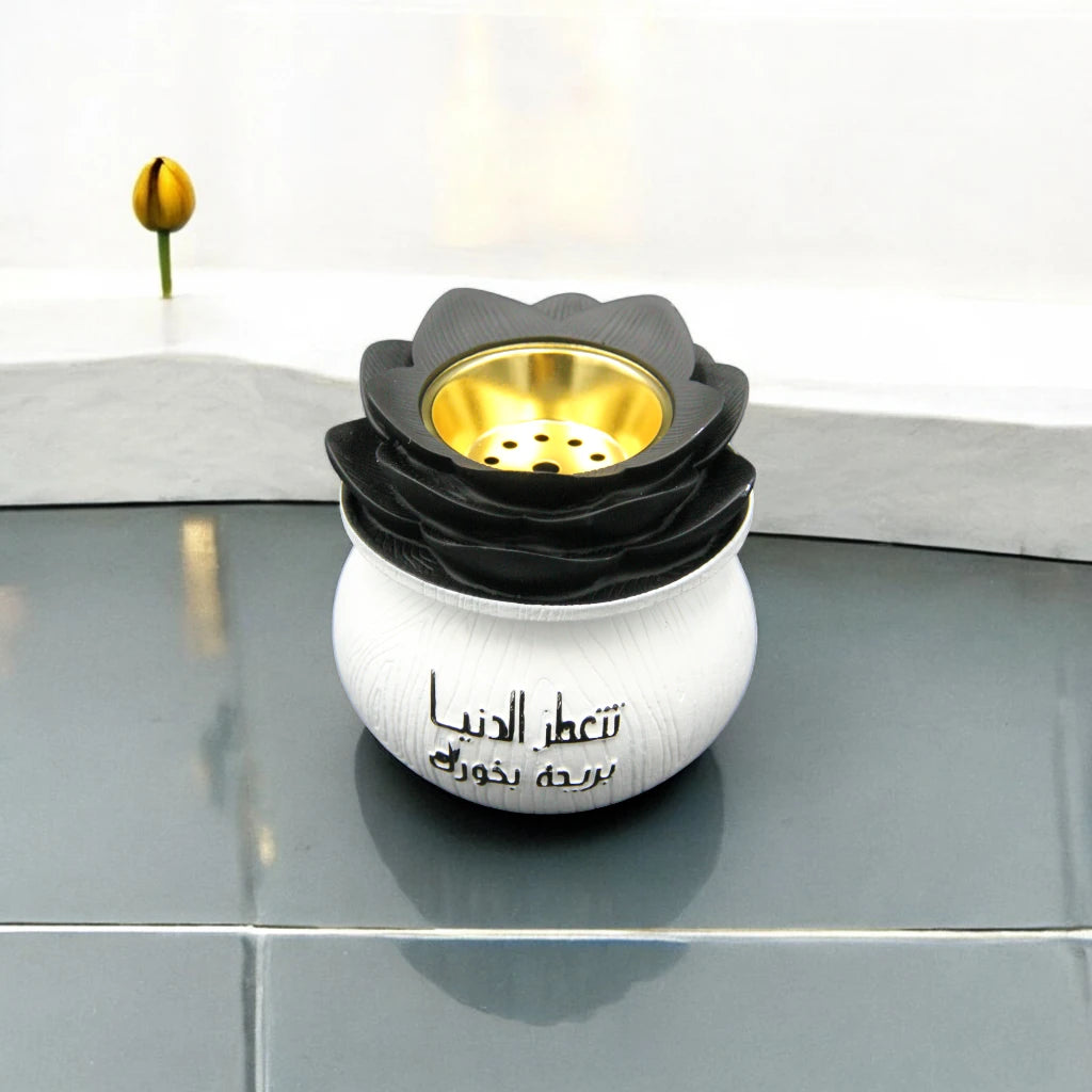 Cherry Luxury Censers - Elegant Oud & Bakhoor Incense Burners - Sophisticated Home Fragrance Accessories in White, Black, and Gold - Damoo
