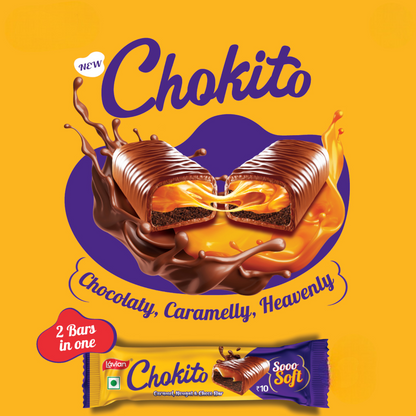 Lavian Chokito Caramel Nougat & Choco Bar – Soft Chocolate Filled Snack Treat, 2 Bars in One – Chocolaty, Caramelly & Heavenly - Damoo