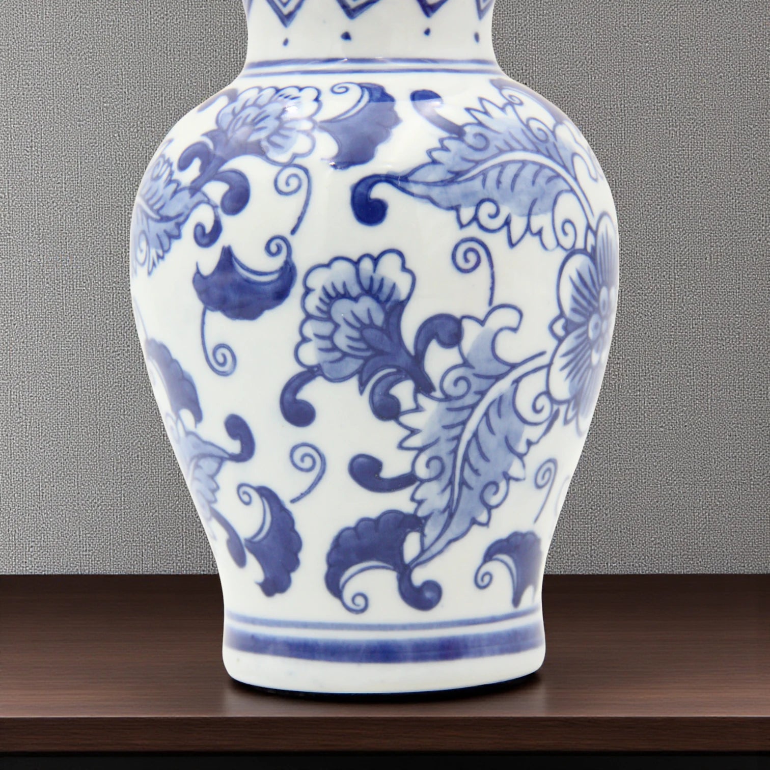 Classic Blue & White Floral Porcelain Vase – Hand-Painted Round Ceramic Vase for Elegant Home Décor - Damoo