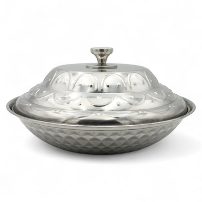 Classic Dome-Lid Stainless Steel Food Warmer – Traditional Insulated Hot Pot for Majlis, Buffet, or Family Gatherings - Damoo