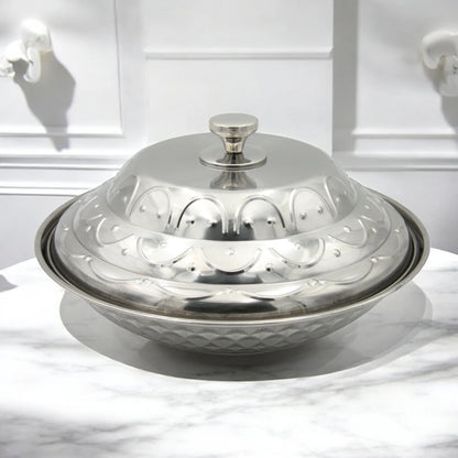 Classic Dome-Lid Stainless Steel Food Warmer – Traditional Insulated Hot Pot for Majlis, Buffet, or Family Gatherings - Damoo