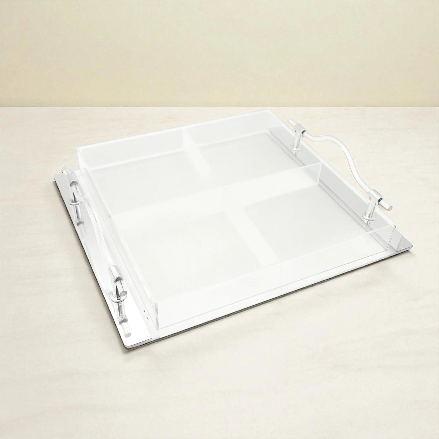 Clear Acrylic 4-Section Party Snack Tray with Lid – Clear Serving Dish for Nuts, Dried Fruits, Candies & More - Damoo