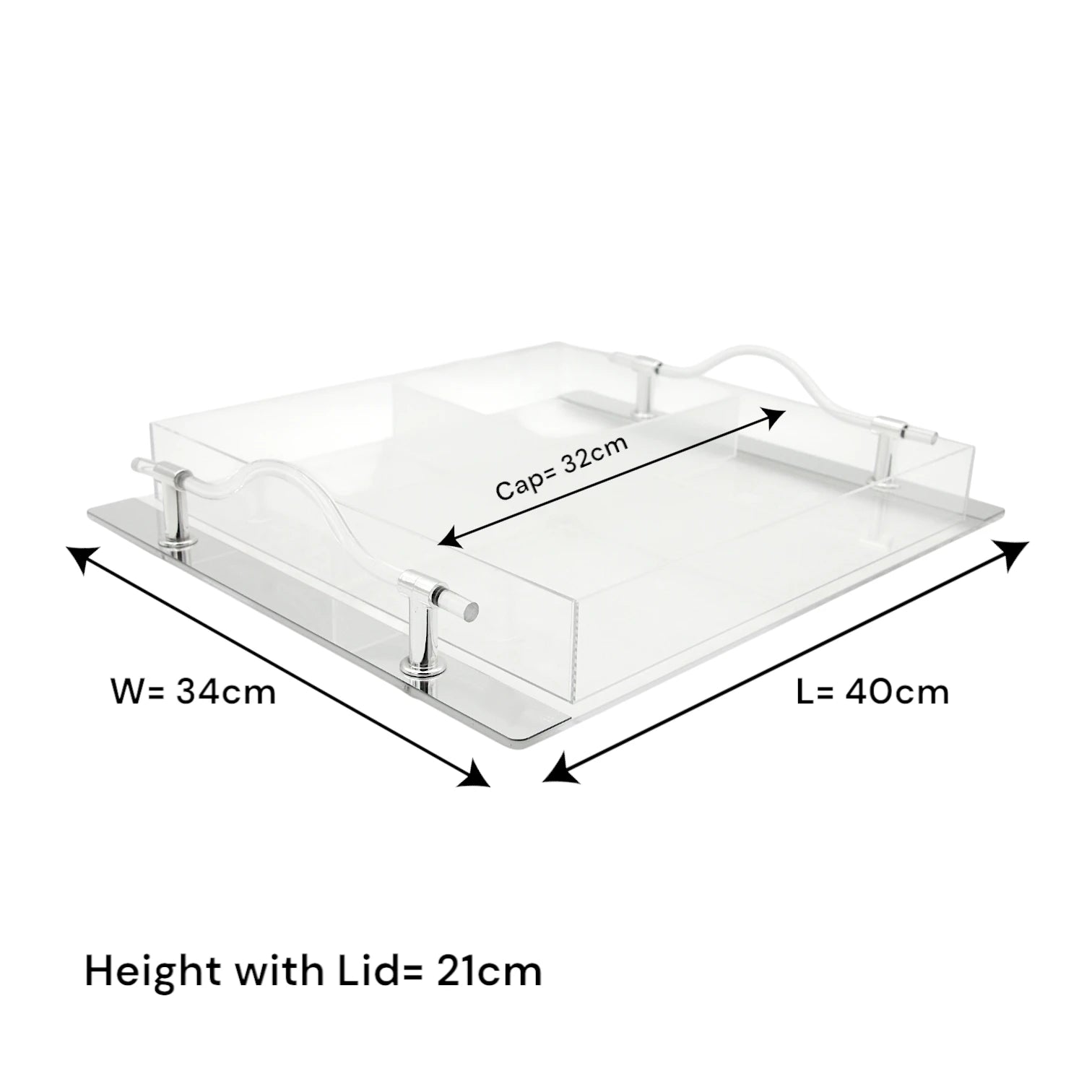 Clear Acrylic 4-Section Party Snack Tray with Lid – Clear Serving Dish for Nuts, Dried Fruits, Candies & More - Damoo