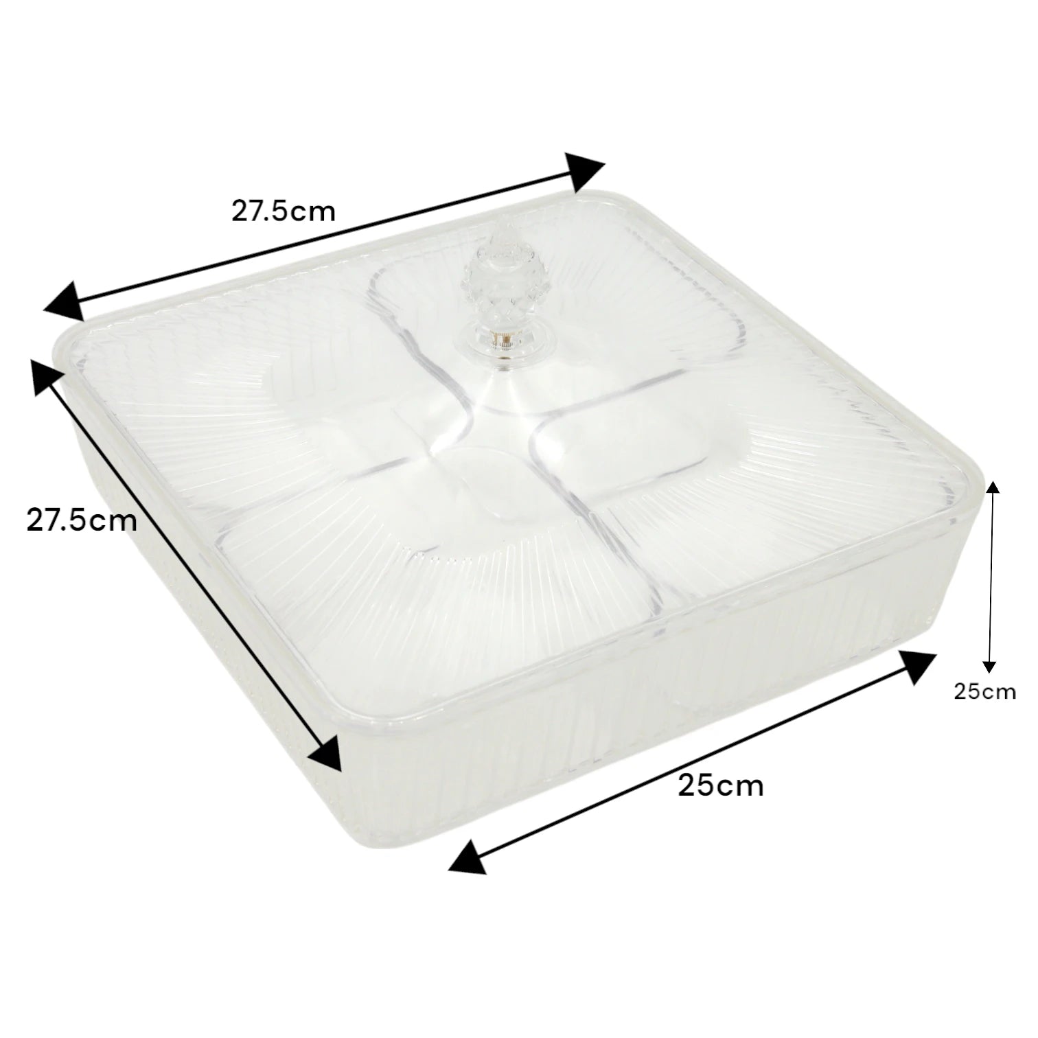 Clear Acrylic Candy Box with 4-Section Divider – Elegant Multi-Compartment Dish for Sweets, Nuts, and Dates - Damoo