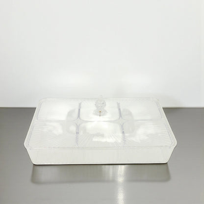 Clear Acrylic Candy Box with Lid – 6-Compartment Rectangular Snack Organizer – Elegant Storage for Chocolates, Dates, Nuts & Sweets – Modern Decorative Serving Tray - Damoo