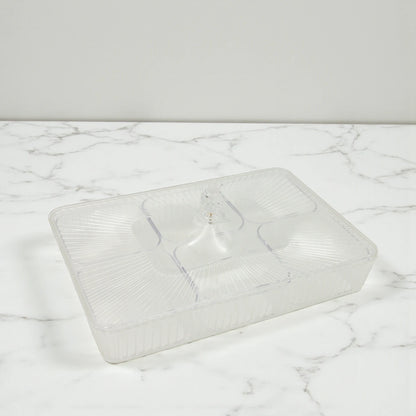 Clear Acrylic Candy Box with Lid – 6-Compartment Rectangular Snack Organizer – Elegant Storage for Chocolates, Dates, Nuts & Sweets – Modern Decorative Serving Tray - Damoo
