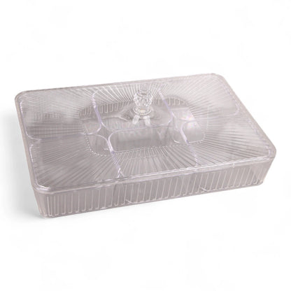 Clear Acrylic Candy Box with Lid – 6-Compartment Rectangular Snack Organizer – Elegant Storage for Chocolates, Dates, Nuts & Sweets – Modern Decorative Serving Tray - Damoo