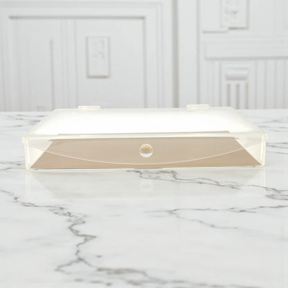 Clear Acrylic Flip Candy Box with Beige Base – Multi-Purpose Storage Container for Candies, Snacks, and Small Items - Damoo