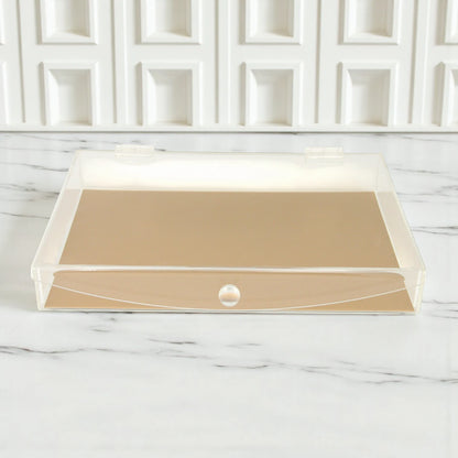 Clear Acrylic Flip Candy Box with Beige Base – Multi-Purpose Storage Container for Candies, Snacks, and Small Items - Damoo