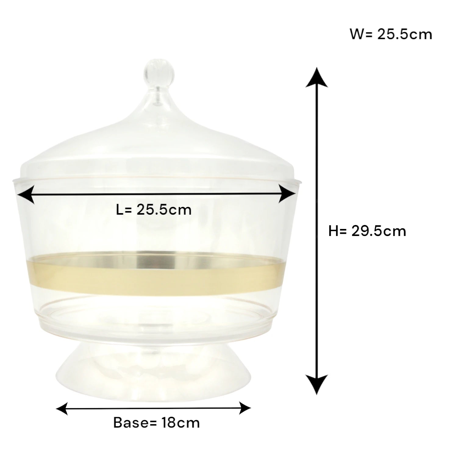 Clear Acrylic Serving Bowl with Lid, Gold Strap Accent & Pedestal Base – Elegant Food Server for Salads, Rice, and More - Damoo