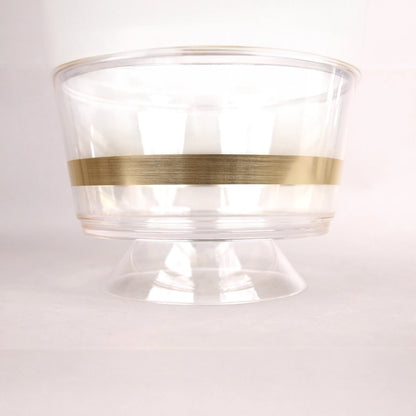 Clear Acrylic Serving Bowl with Lid, Gold Strap Accent & Pedestal Base – Elegant Food Server for Salads, Rice, and More - Damoo