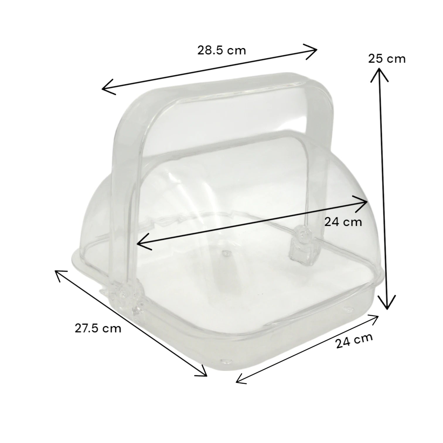 Clear Acrylic Snack Basket with Handle – Lightweight Covered Serving Box for Sweets, Fruits, and Pastries - Damoo