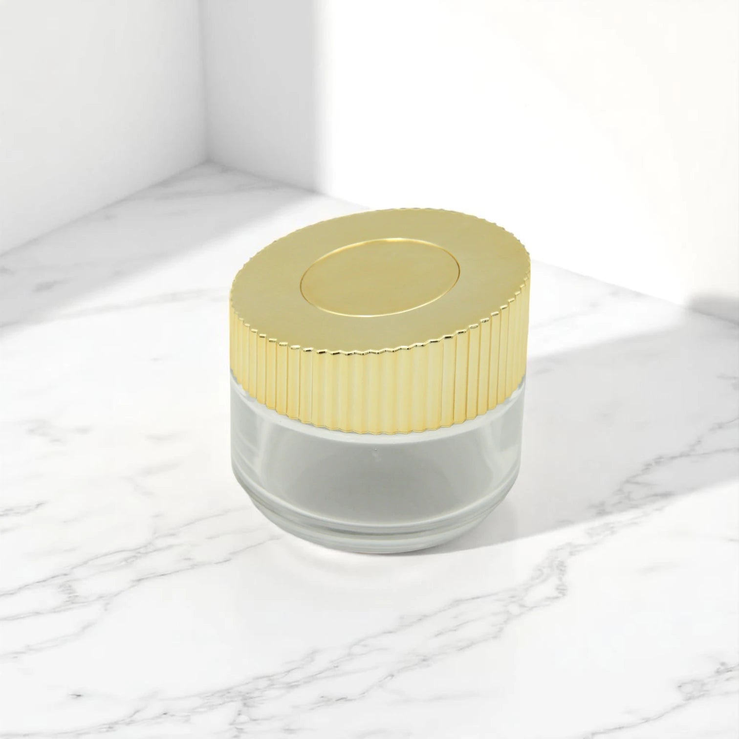 Clear Empty Bakhoor Storage Jar 175ML - Unique Diagonal Gold Lid – Multipurpose Oud Storage Jar - Damoo