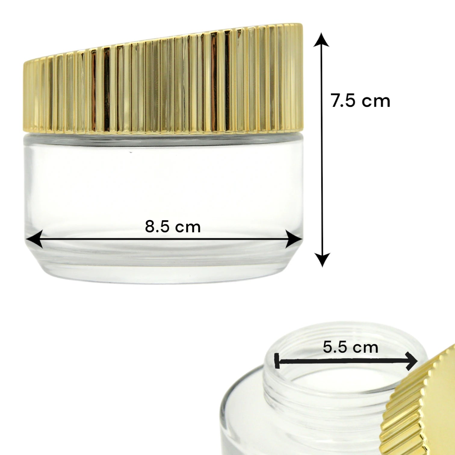 Clear Empty Bakhoor Storage Jar 175ML - Unique Diagonal Gold Lid – Multipurpose Oud Storage Jar - Damoo