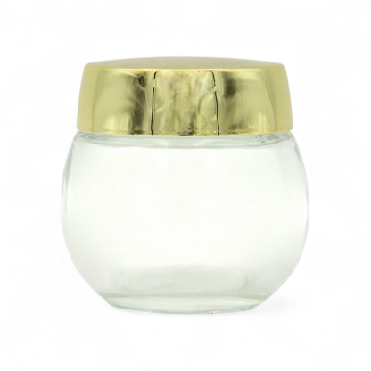 Clear Empty Bakhoor Storage Jar with Gold Lid 150 ML – Multi-Purpose Container for Oud, Spices, Cotton & More - Damoo